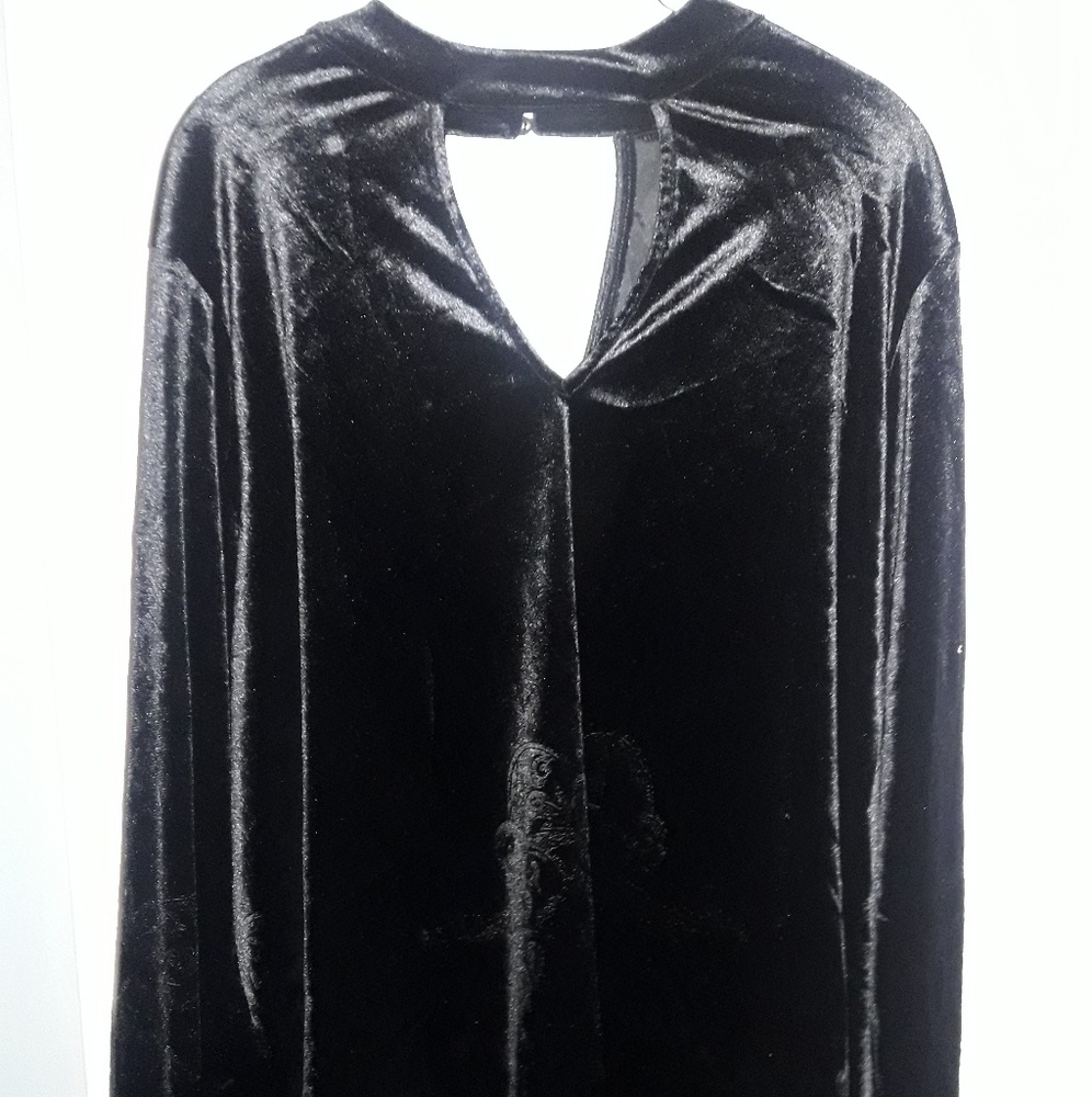 Dressy Black Velvet Shirt Size 2X